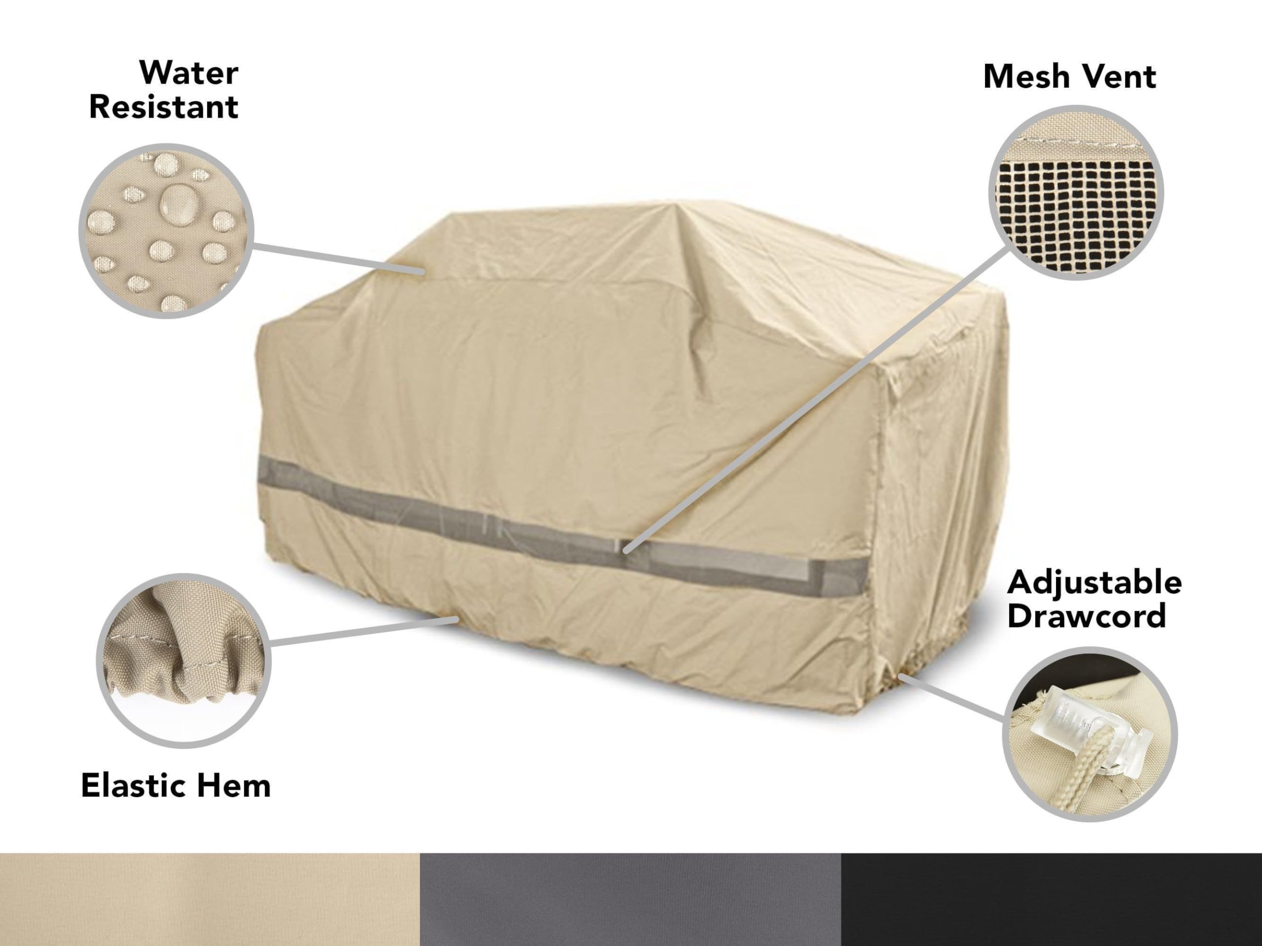 **Weatherproof 110-Inch Heavy Duty BBQ Grill Cover - 300D Polyester Outdoor Island Grill Cover for Large Grills (Khaki) - Perfect for Patio, Backyard & Outdoor Cooking**
