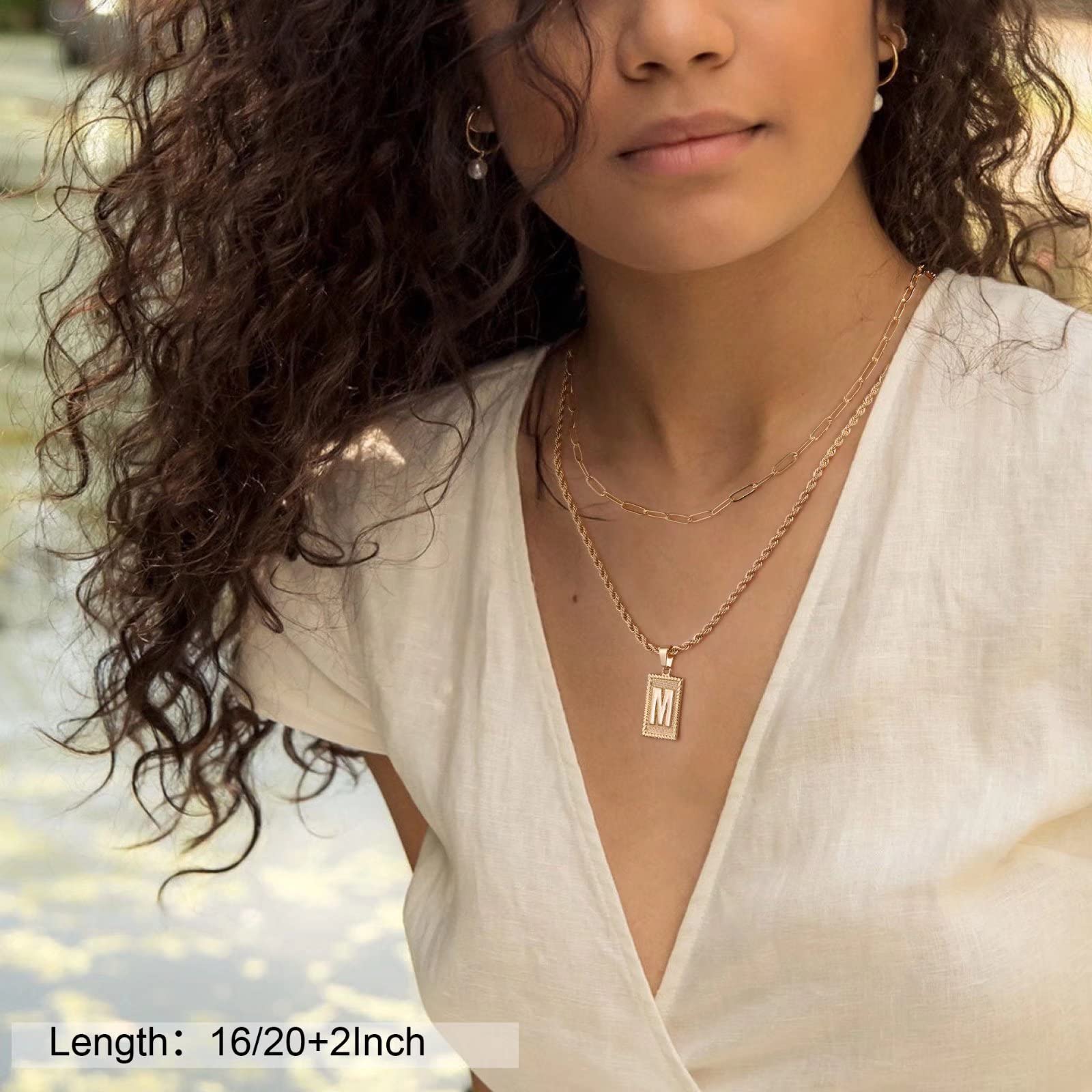 14K Gold Plated Layered Initial Necklaces for Women - Dainty Paperclip Chain, Snake Choker & Square Pendant Letter Jewelry | Perfect for Layering, Everyday Wear & Gift Giving