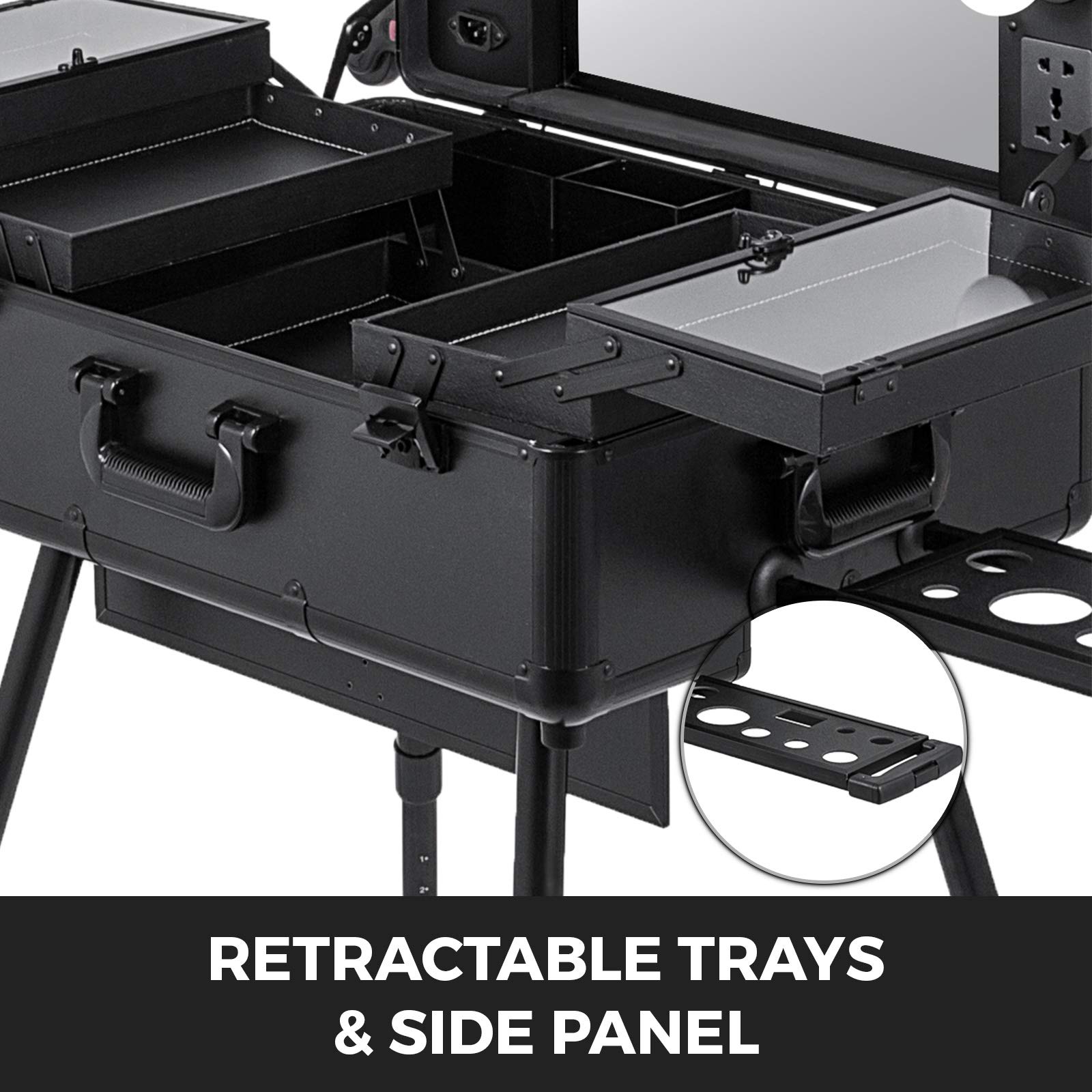 BuoQua Makeup Station with 6 Lights & Adjustable Legs - 28x21x54