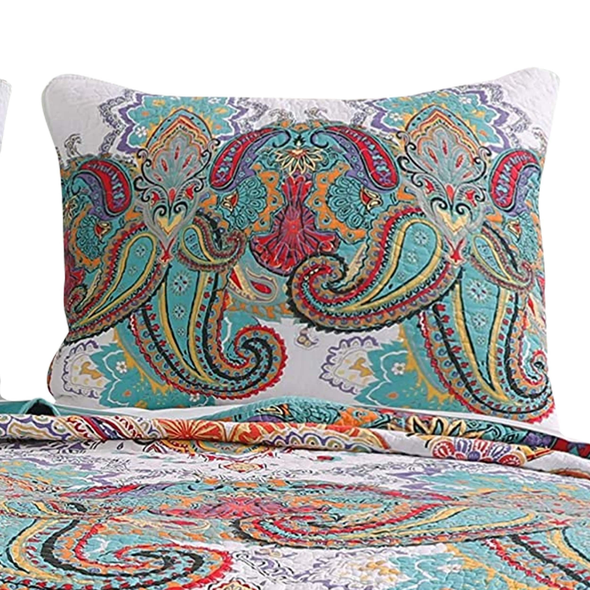 Benjara 3-Piece Queen Size Cotton Quilt Set - Paisley Print Blue Bedding for Comfort & Style | Perfect for Master Bedroom, Guest Room & Cozy Home Decor