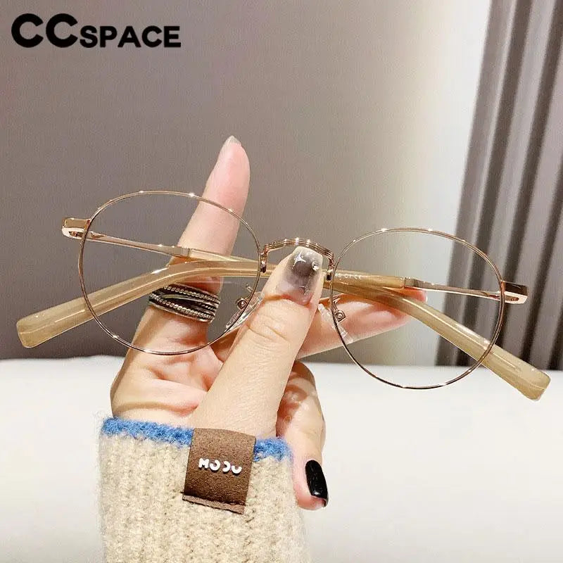 CCspace Unisex Full Rim Oval Alloy Acetate Eyeglasses 57243 - Lightweight & Durable Frame for Men & Women - Perfect for Reading, Work, and Everyday Wear