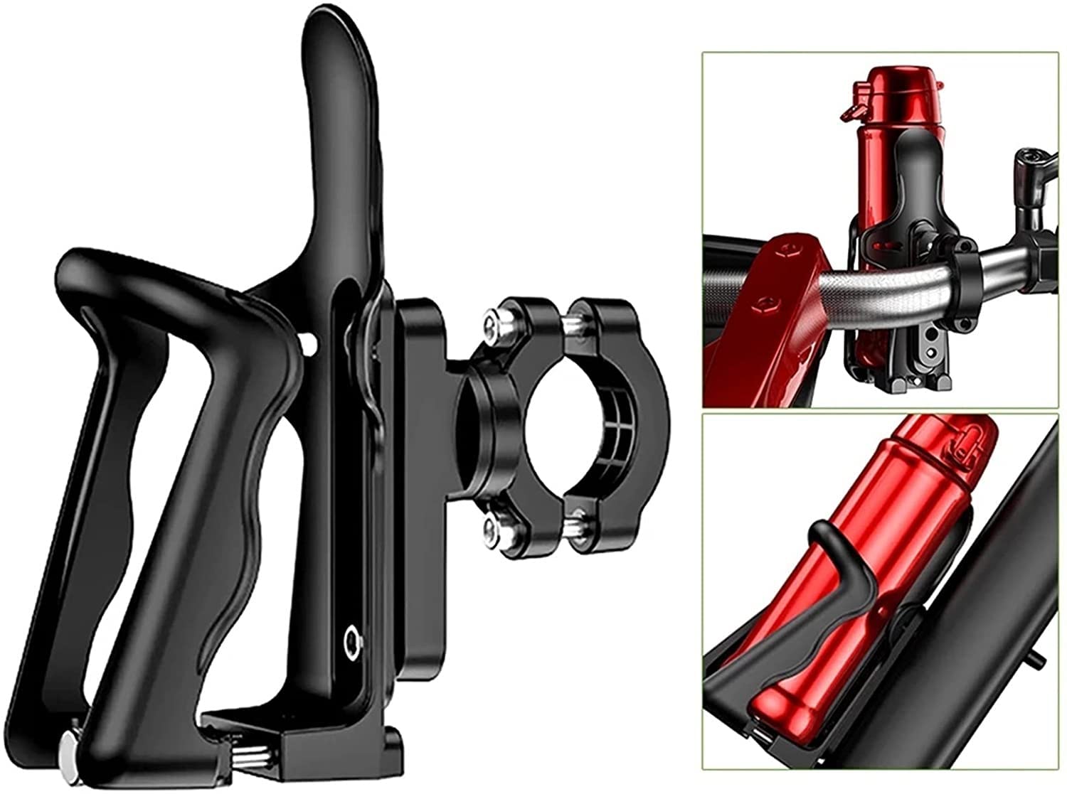 **Universal Aluminum Alloy Bike Water Bottle Holder - Adjustable Handlebar Drink Cup Mount for ATV, Dirt Bike, Mountain Bike - Perfect for Cycling, Commuting & Outdoor Adventures (Black)**