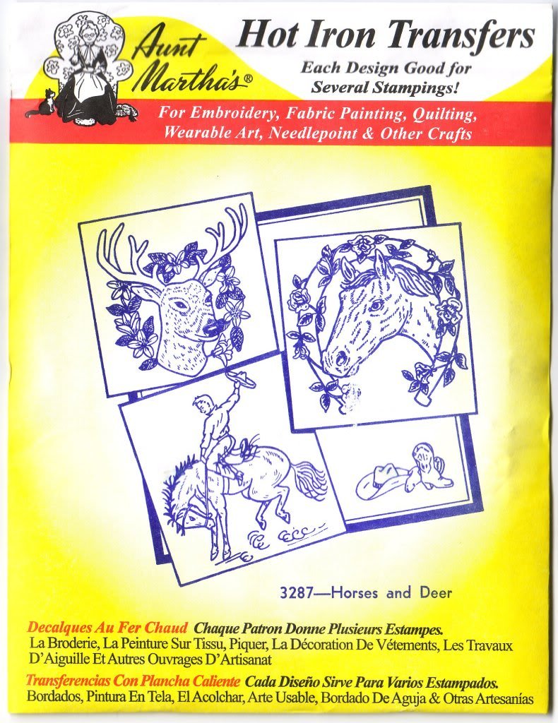 Aunt Martha's Hot Iron Embroidery Transfer Patterns - Horses & Deer Designs for DIY Fabric Projects | Perfect for Quilting, Home Decor, and Crafting