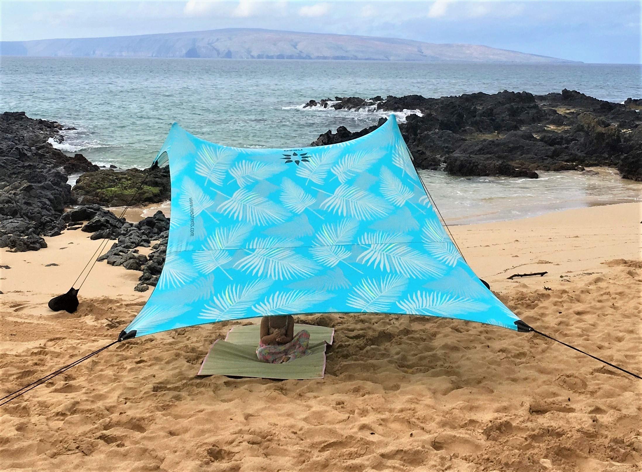 Neso Tents 7' x 7' Beach Tent with Sand Anchor - Portable Sun Canopy Shade with Patented Reinforced Corners - Perfect for Beach, Camping, Picnics & Outdoor Adventures