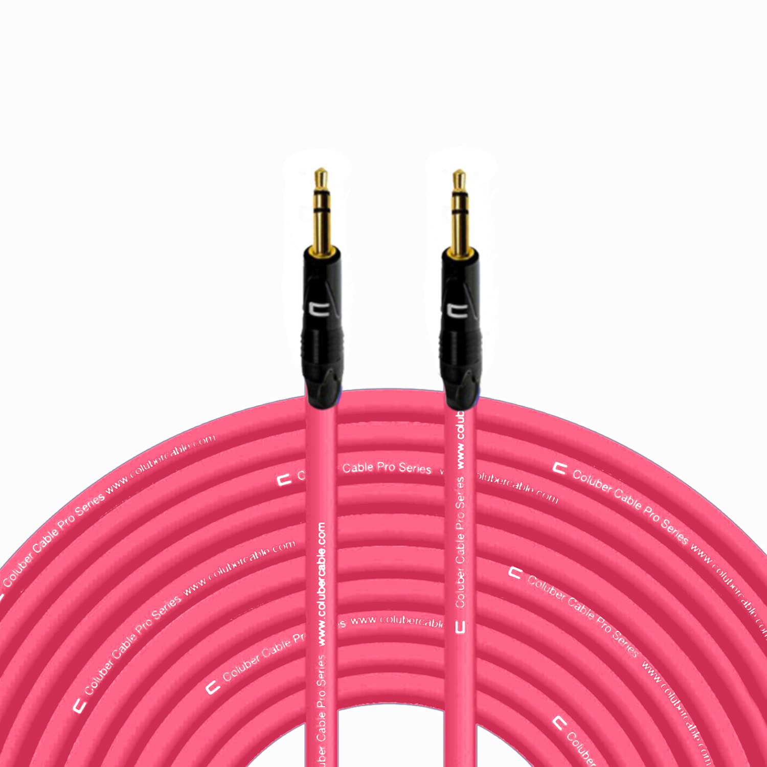 COLUBER CABLE 3.5mm TRS Male to TS Male Audio Cable - 150ft Pink Professional 3-Pin Microphone Connector for Powered Speakers, Audio Interfaces & Mixers - Perfect for Live Performances, Studio Recording & DJ Setups