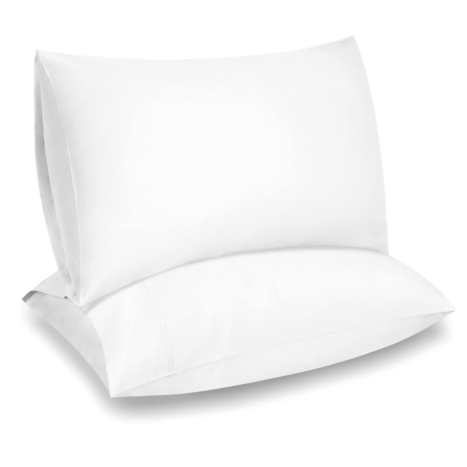 Fittia Organic Bamboo Pillowcases Set of 2 - Cooling & Breathable Standard Size Pillow Covers with Envelope Closure for Hot Sleepers - Soft Silky Bamboo Fabric - Perfect for Night Sweat Relief & Temperature Regulation - White