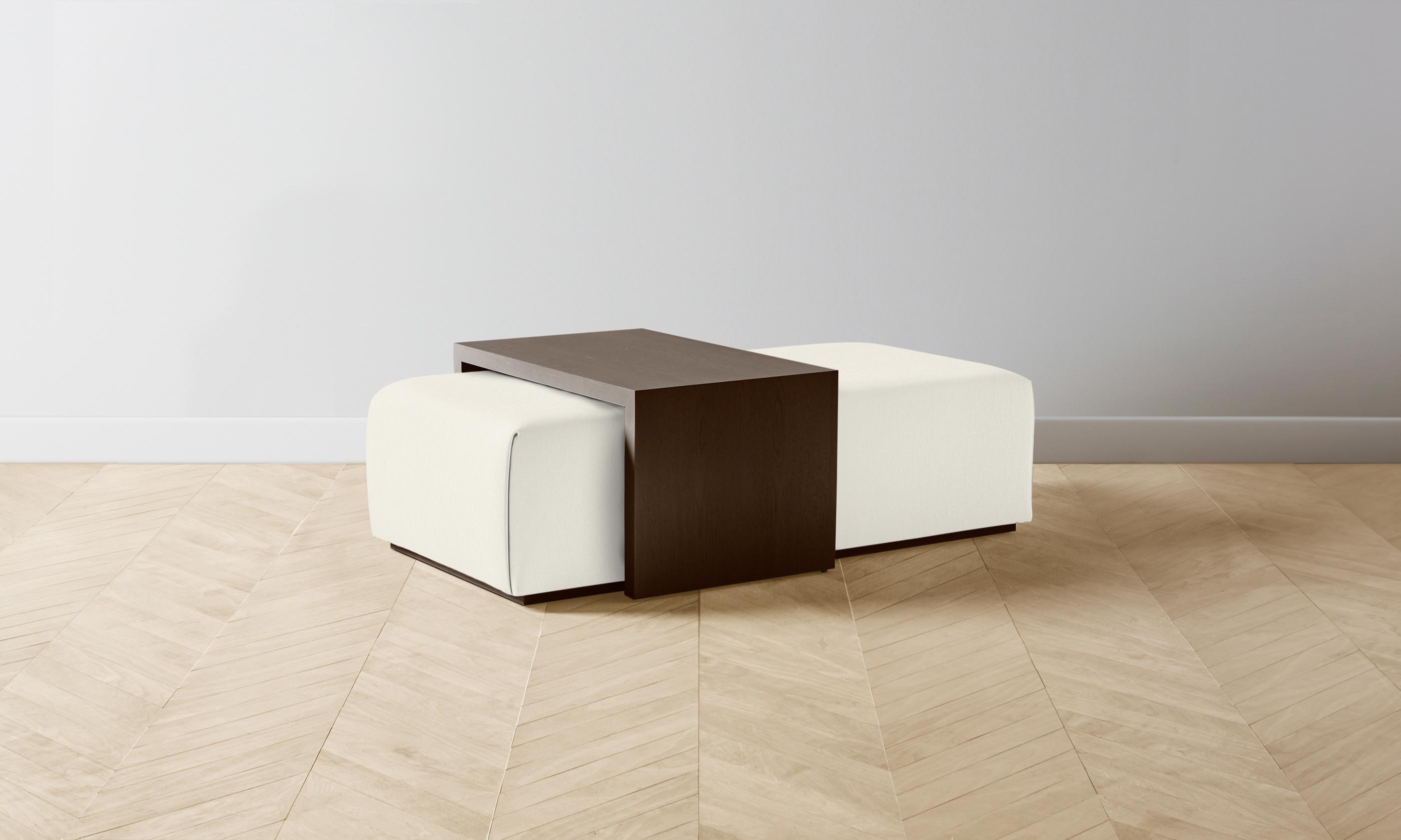 The Bowery Ottoman - Performance Bouclé Polar Fabric, Modern Round Footstool Pouf for Living Room, Bedroom & Nursery - Perfect for Relaxing, Extra Seating & Home Decor