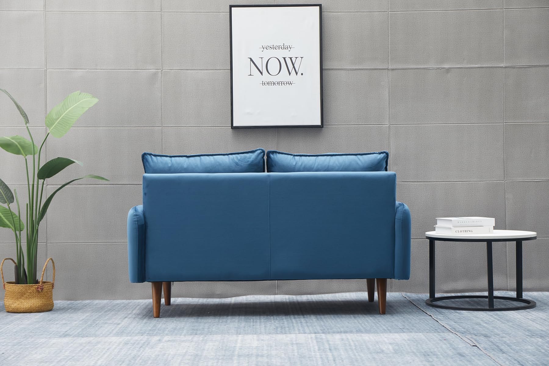 Prussian Blue Aurora Velvet Loveseat Sofa for Living Room - Luxurious Small Couch for Cozy Home Decor & Relaxation
