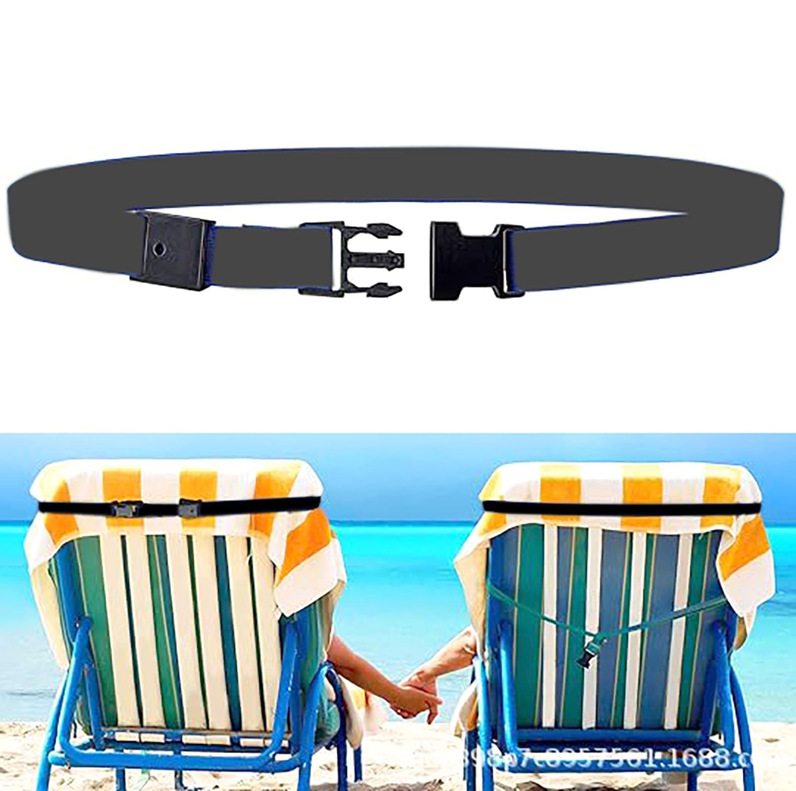 YIKANGHENG 4-Pack 39-Inch Black Nylon Adjustable Buckle Straps - Secure Beach Chairs, Towels, Travel Luggage & Cruise Essentials - Perfect for Poolside, Camping & Outdoor Adventures