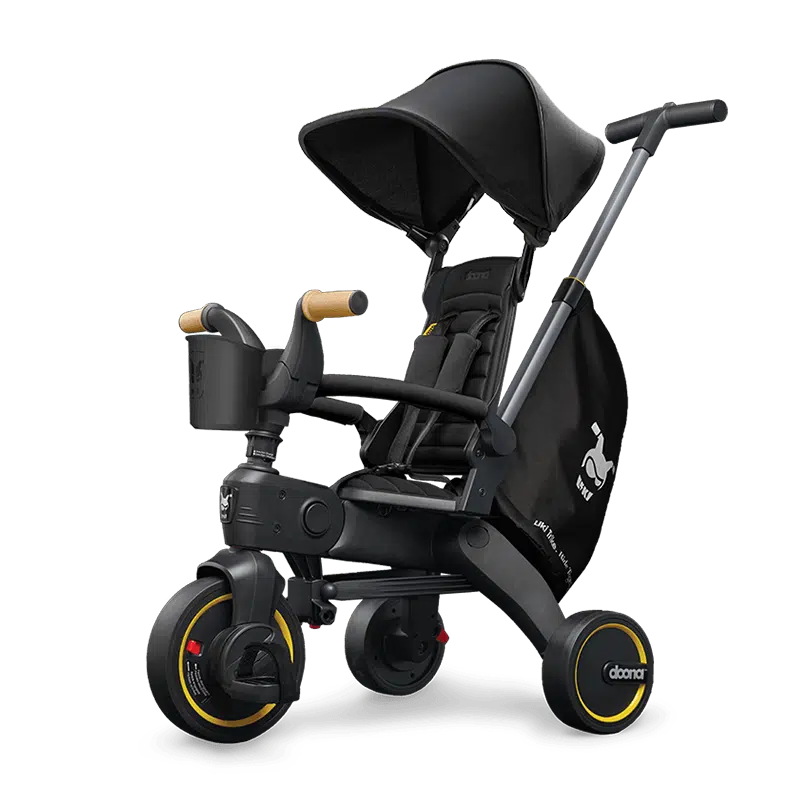 Doona Liki Trike S5 Nitro Black - Lightweight Foldable Baby Stroller & Tricycle for Toddlers - Perfect for Park Rides, Shopping, and Travel Adventures