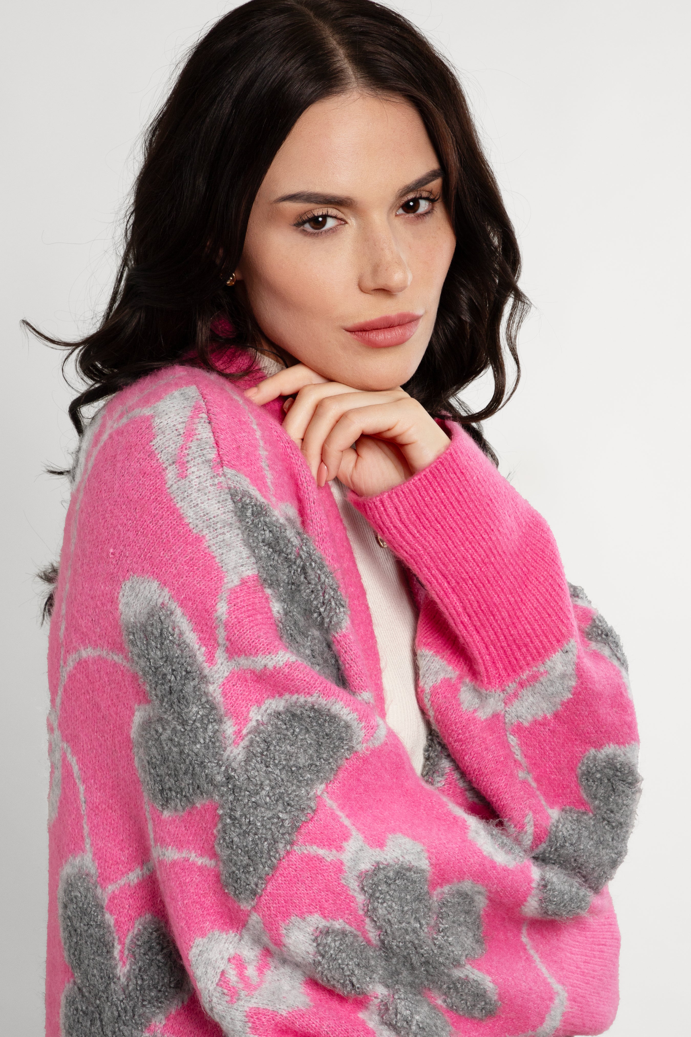 Floral Knitted Long Cardigan for Women - Boho Chic Lace-Up Open Front Sweater for Spring & Fall - Perfect for Casual Outfits, Office Wear, and Date Nights