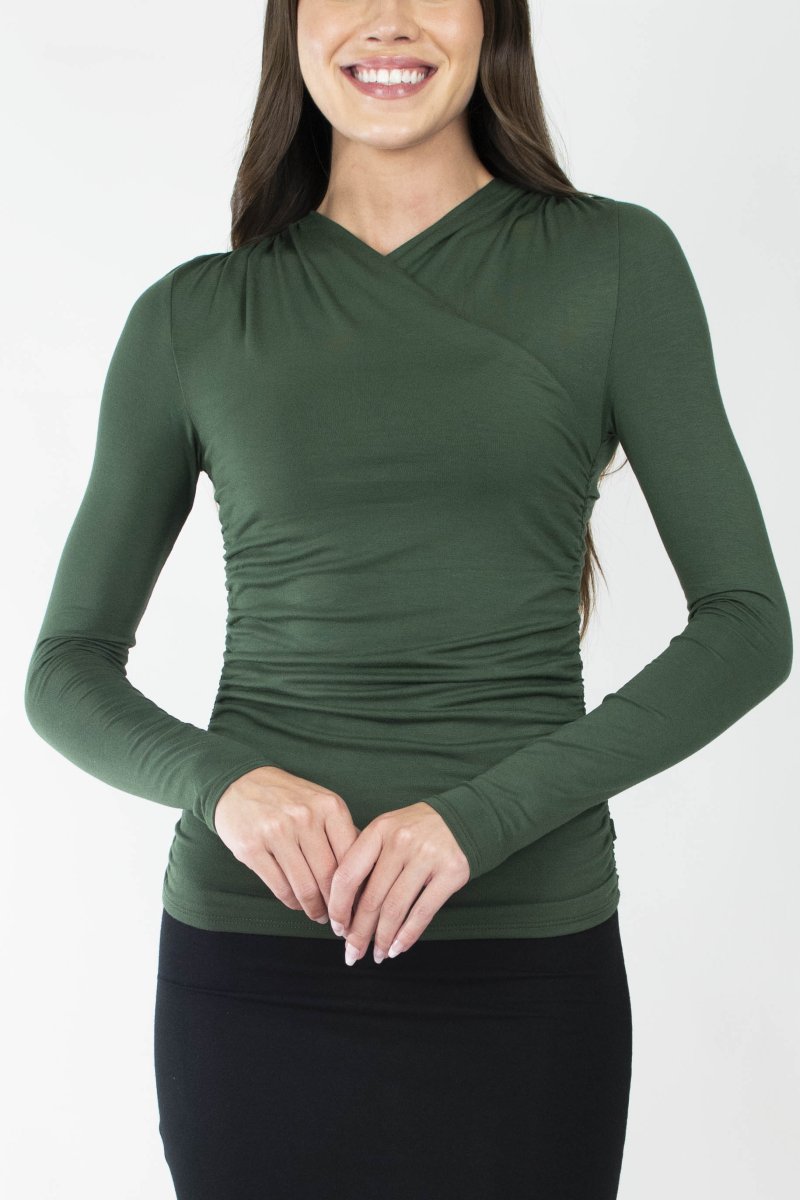 NICOLE Women's Olive Green Casual Top - Comfortable & Stylish Blouse for Everyday Wear, Work & Outings