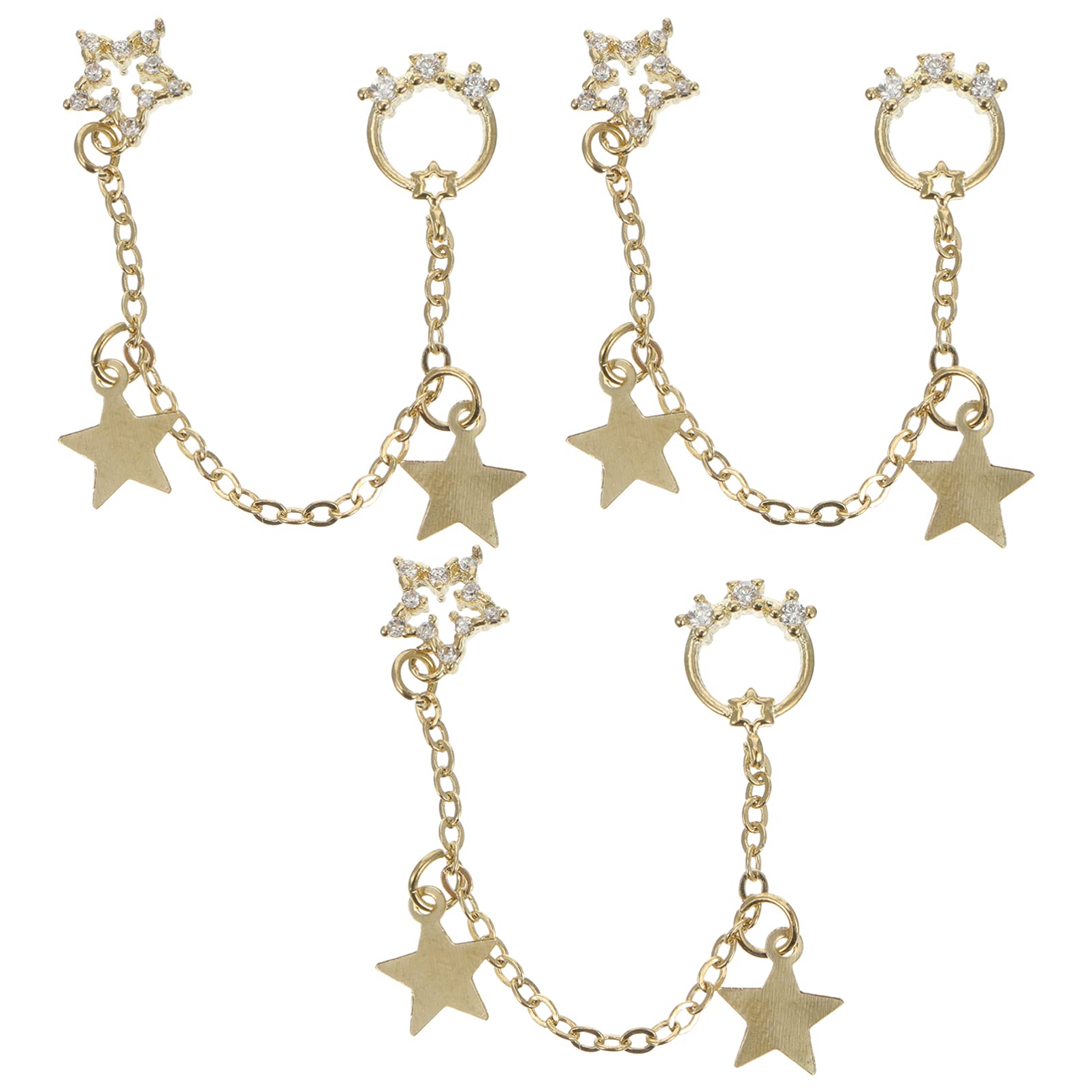 Beaupretty 3Pcs Nail Art Chain Pendants - Gold Silver Rose Gold Nail Jewelry Charms for DIY Manicure, Nail Decoration, Party & Wedding Nail Accessories