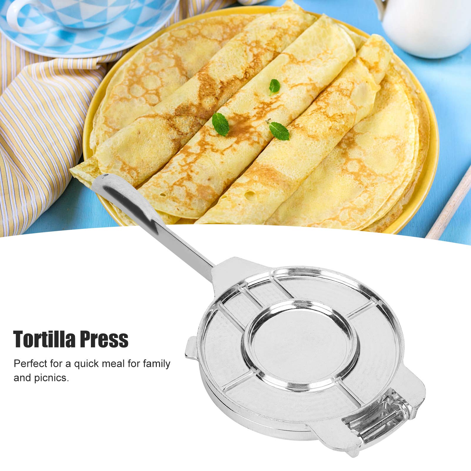**Alloy Tortilla Press Machine - Foldable Handle Dough Press for Chapati, Roti, Arepas & Dumplings | Perfect for Home Cooking, Mexican Cuisine & Baking**