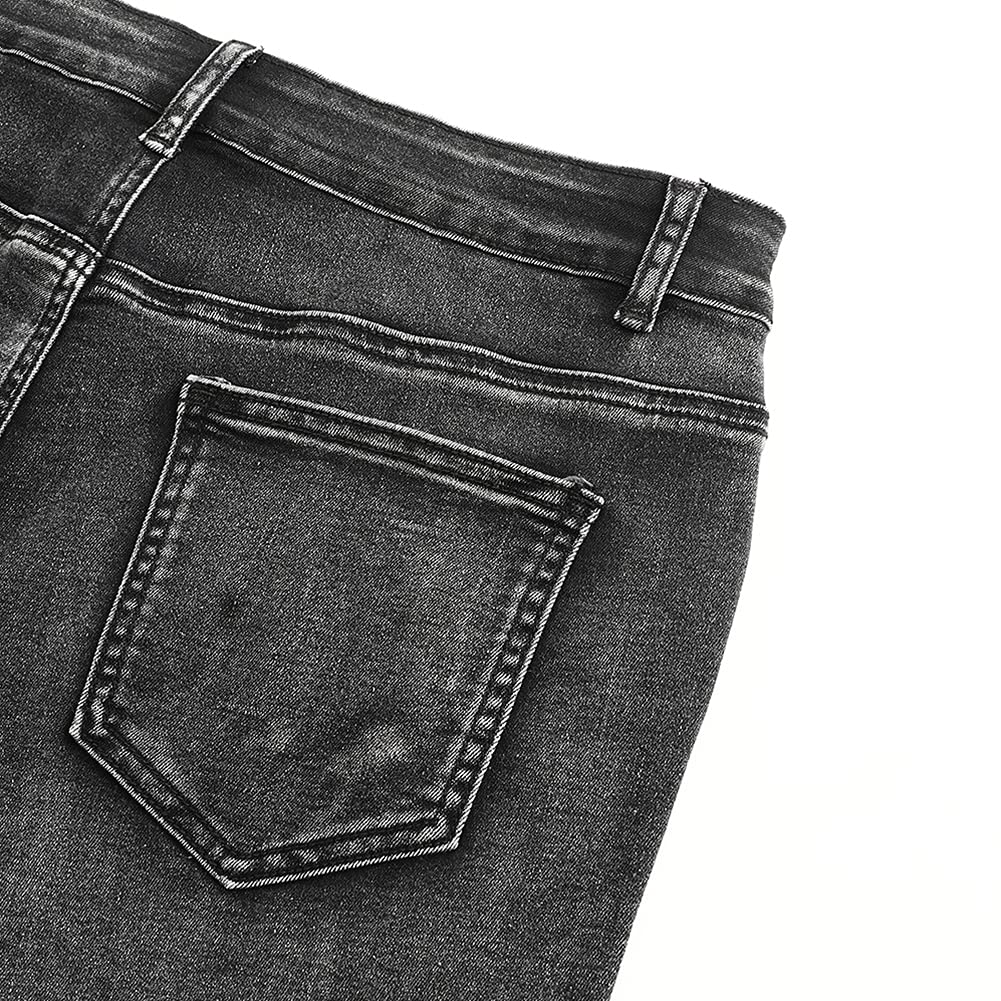 THUNDER STAR Women's Ripped Jean Shorts - Mid Rise Stretch Denim with Frayed Raw Hem | Perfect for Summer Outfits, Casual Wear & Beach Vacations