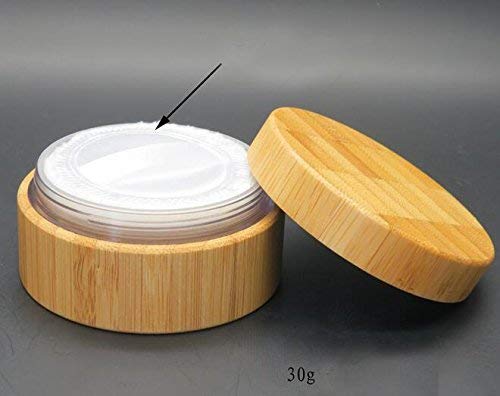 30ml 1 oz Empty Bamboo Loose Powder Container with Puff & Sifter - Refillable Makeup Case for Mineral Foundation, Blush & Setting Powder | Perfect for Travel & Professional Makeup Kits