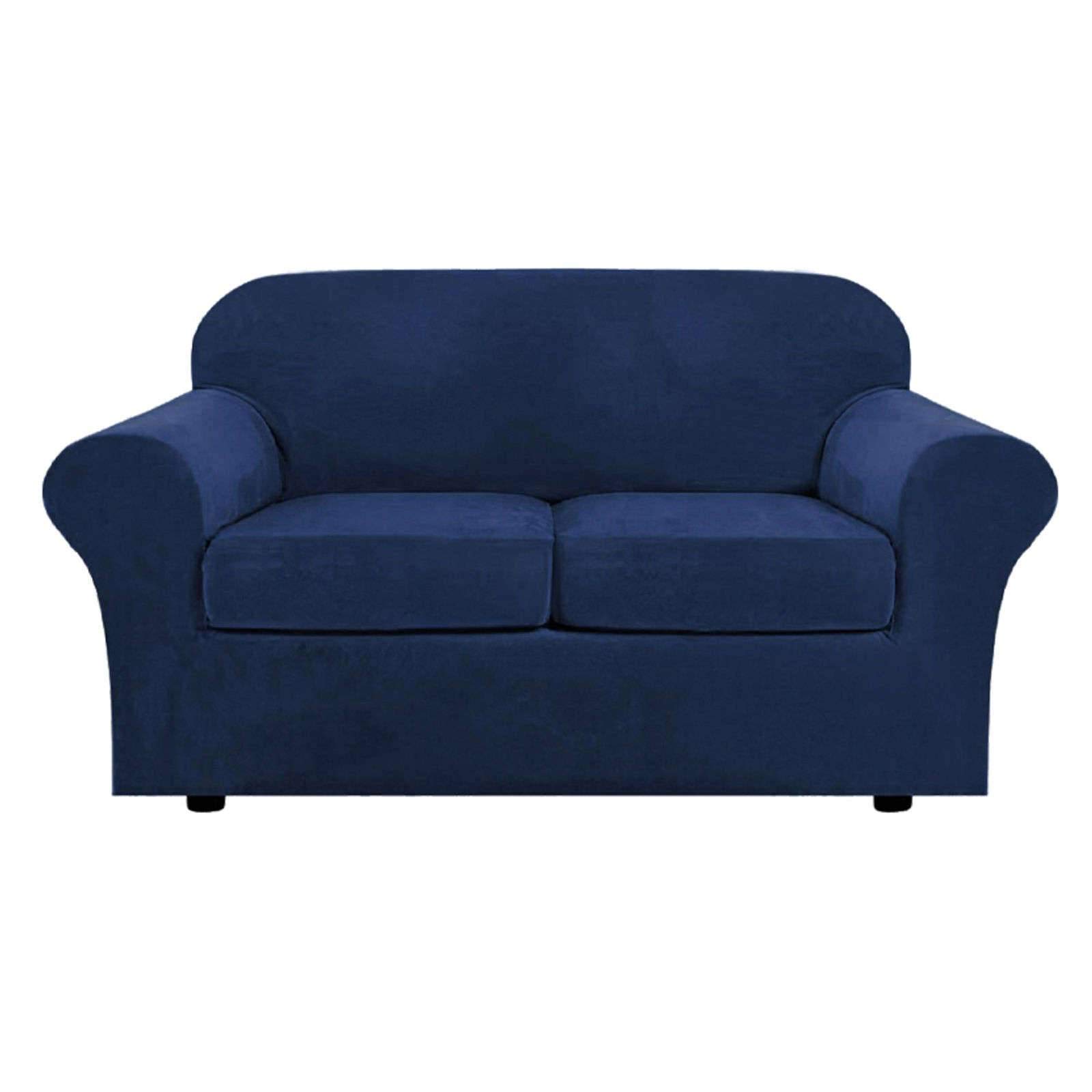 Velvet Plush Stretch Sofa Cover 3-Piece Set - Soft Elastic Anti-Slip Furniture Protector for 2-Cushion Couch & Loveseat | Washable, Durable & Thick Fabric | Perfect for Living Room, Bedroom & Home Decor