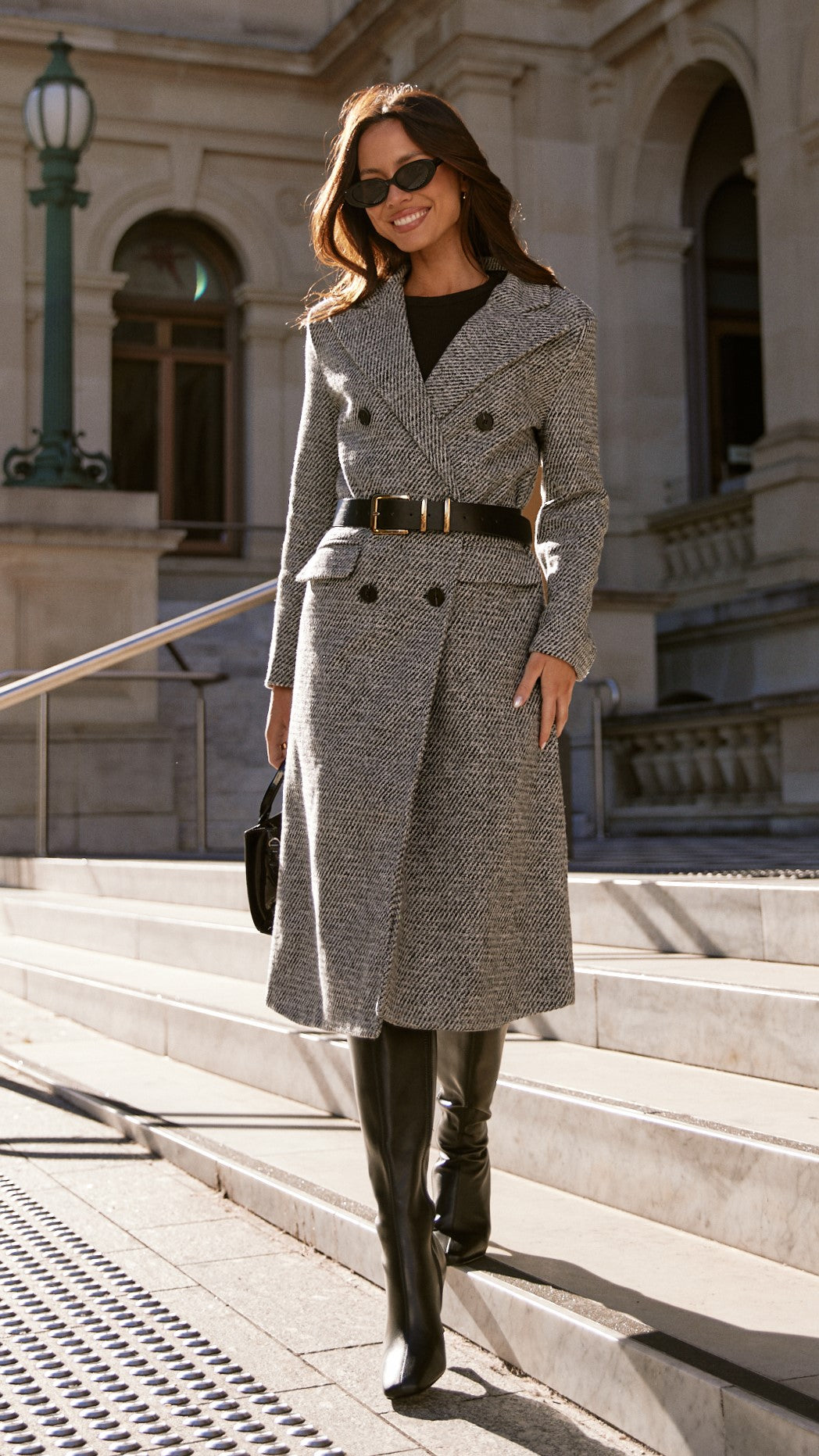 Jayla Longline Coat for Women - Grey Trench Coat with Belt, Water-Resistant Outerwear for Fall & Winter | Perfect for Office, Travel & Casual Wear