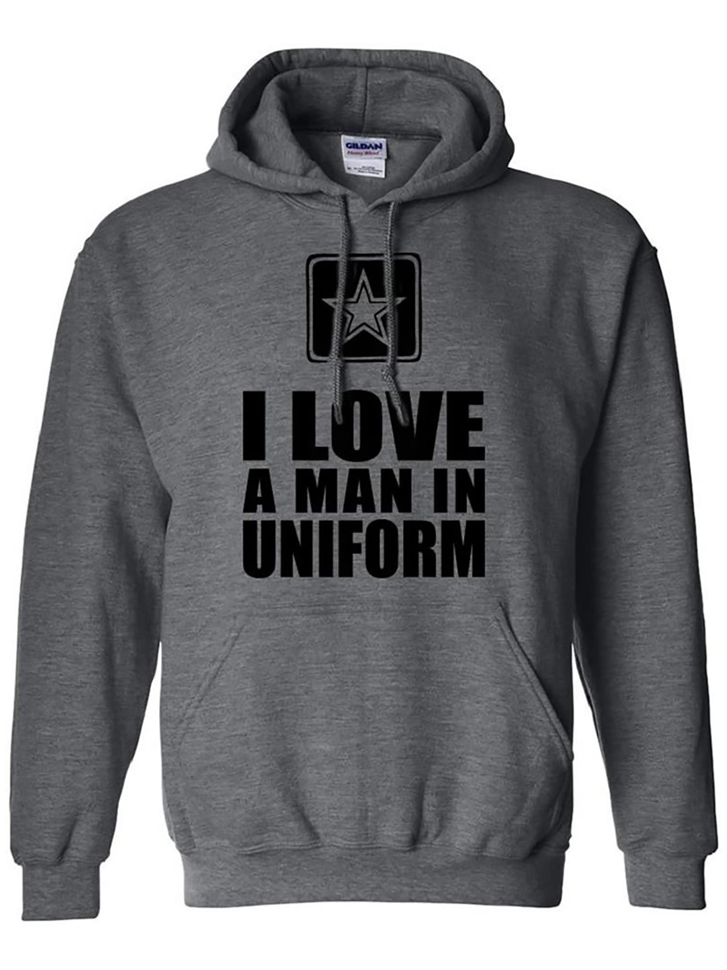 Zerogravitee I Love a Man in Uniform Army Hooded Sweatshirt - Military Apparel, Casual Pullover Hoodie for Men, Perfect for Veterans Day, Patriotic Events & Everyday Wear