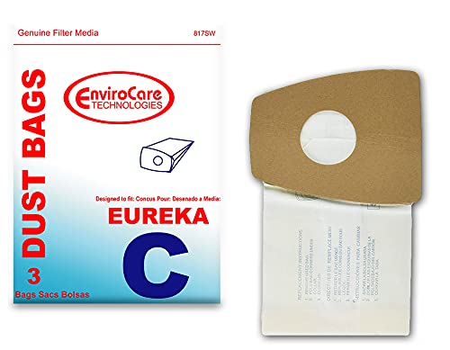 EnviroCare Replacement Vacuum Cleaner Dust Bags - 3 Pack Compatible with Eureka Type C Canister Vacuums | HEPA Filtration | Ideal for Home Cleaning, Pet Hair & Allergen Control