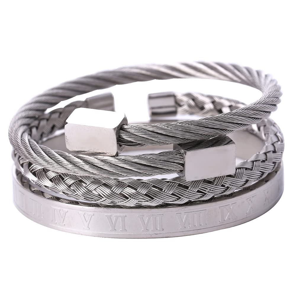 HYHONEY Stainless Steel Beaded Bracelet for Men & Women - Micro Pave Zircon Cuff Bangle | Perfect for Casual Wear, Gifts & Special Occasions