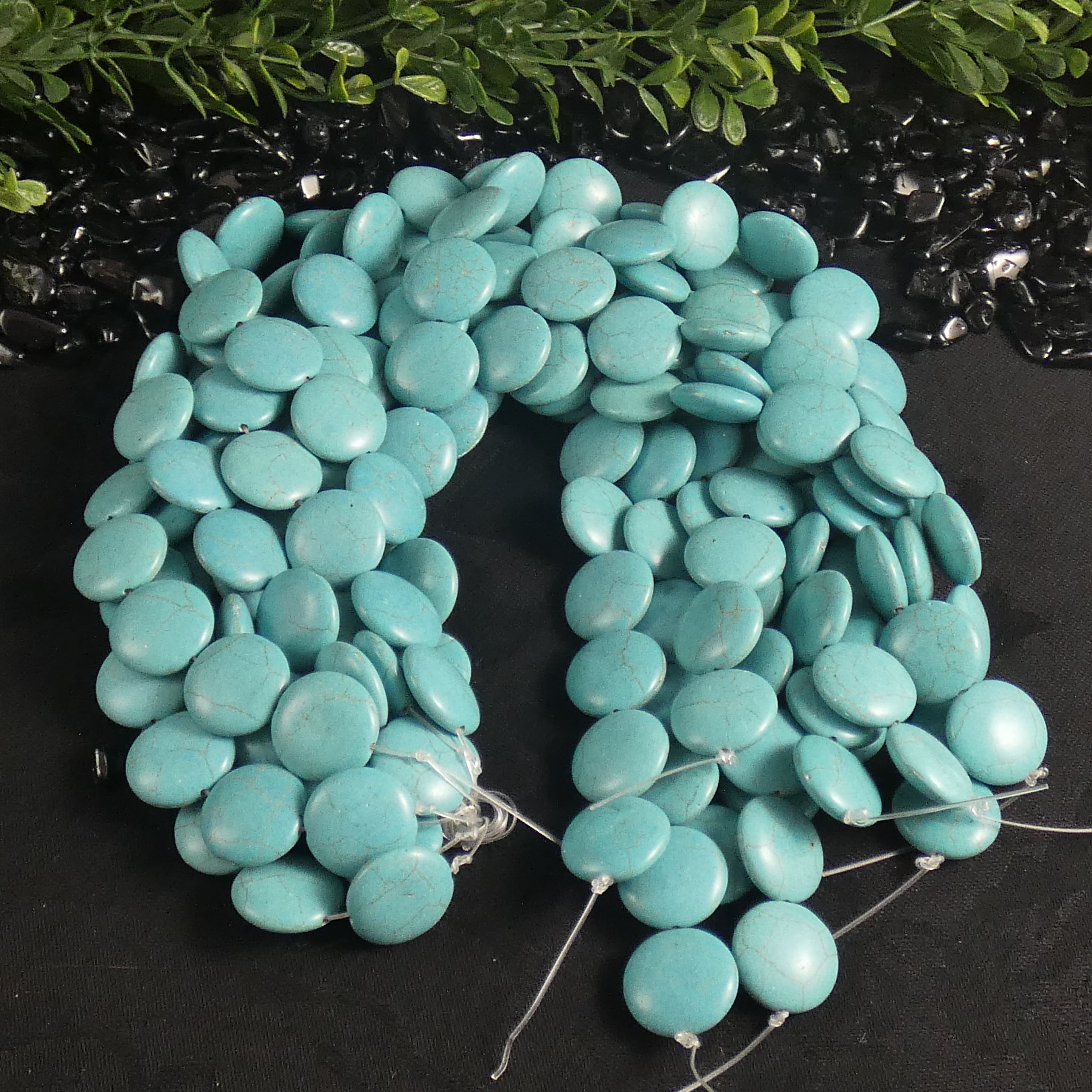 Blue Magnesite Flat Round Beads Strands (20mm) for Jewelry Making, DIY Bracelets & Necklaces - Natural Stone Beads for Crafting & Spiritual Healing