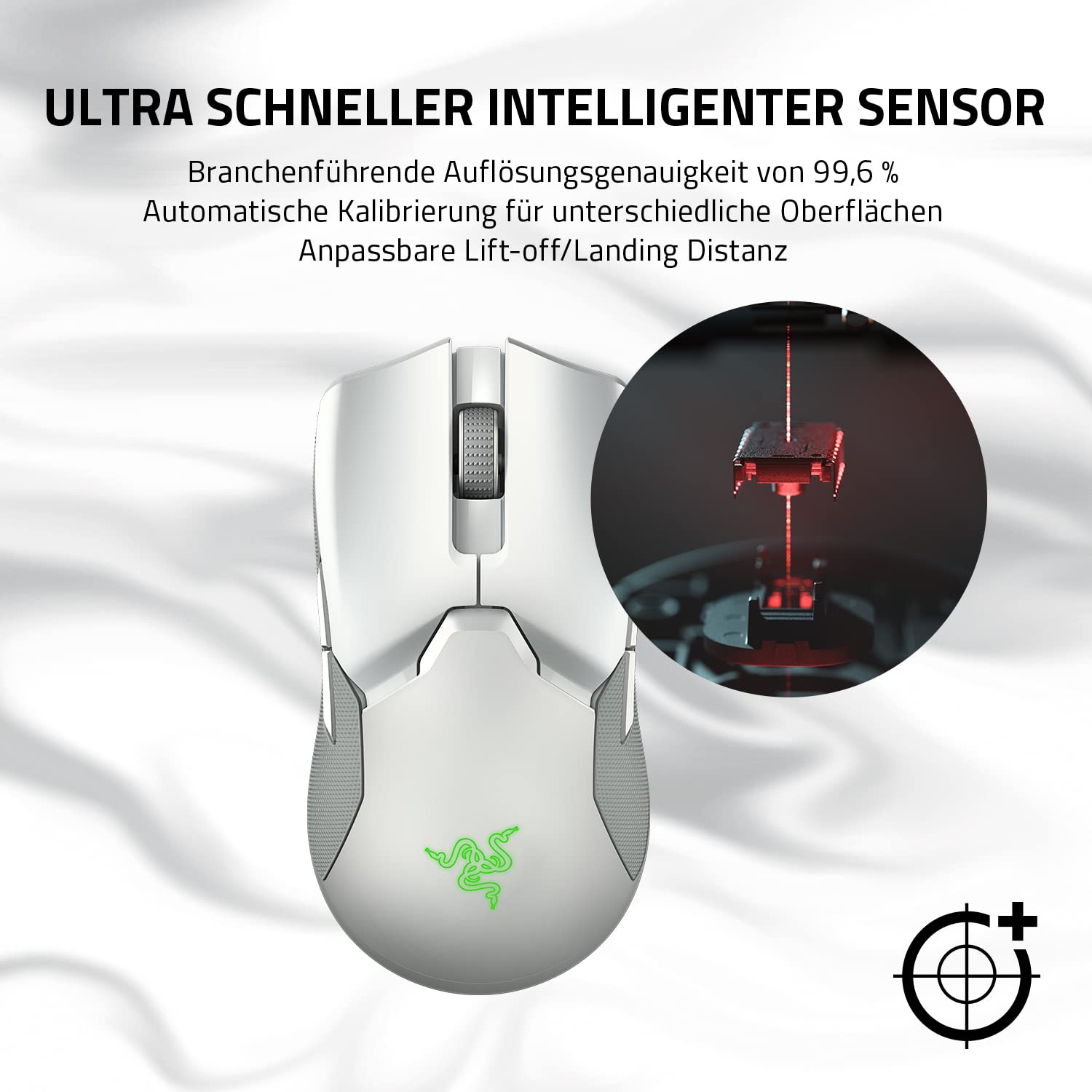 Razer Viper Ultimate Wireless Gaming Mouse with Charging Dock - Ambidextrous Esports Mouse (HyperSpeed Wireless, Focus+ 20K Optical Sensor, 74g Lightweight, RGB Chroma Lighting) Mercury White - Perfect for Competitive Gaming & Professional Esports Tournaments