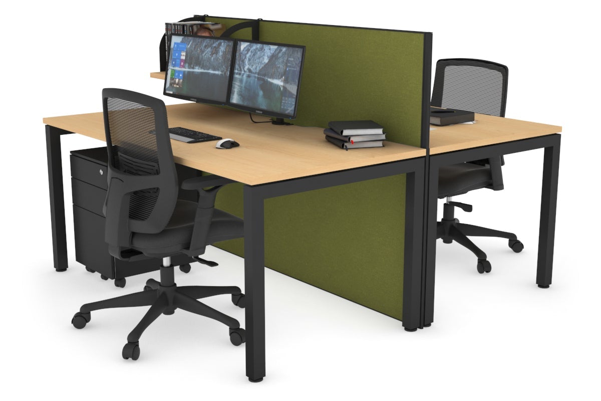 Horizon Quadro 2-Person Office Workstation Bench with Square Legs - 1600L x 800W Dimensions, Cable Management Scallop - Perfect for Collaborative Workspaces & Modern Offices