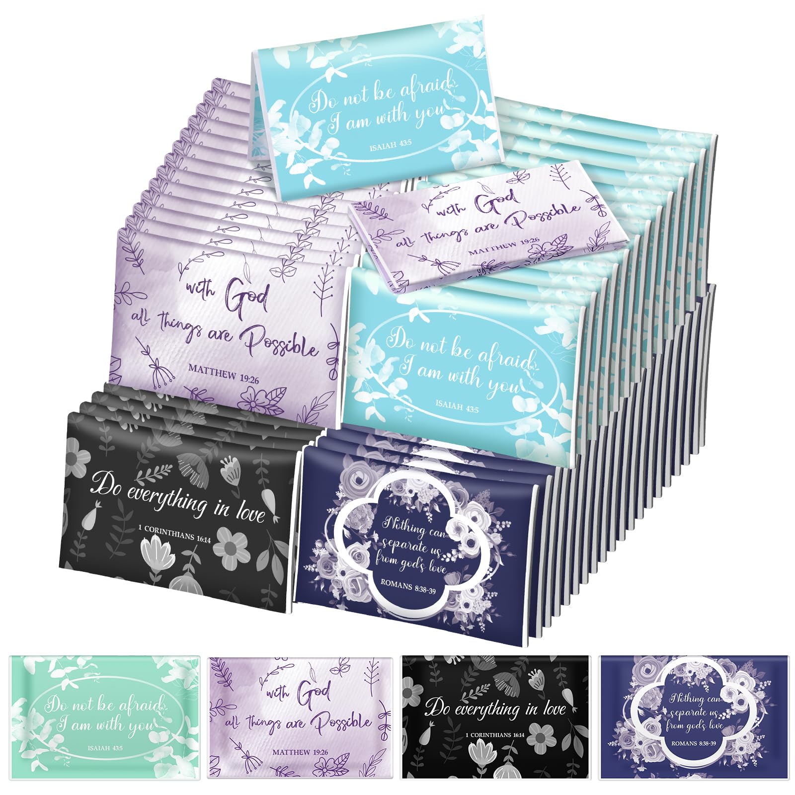 Christian Pocket Tissues with Bible Verse - 80 Pack Soft Travel Tissues for Wedding & Ceremony