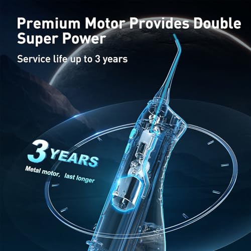 COSLUS 300ML Portable Cordless Water Dental Flosser - Rechargeable Electric Teeth Cleaning Oral Irrigator with IPX7 Waterproof, Travel-Friendly Teeth Pick for Home & Travel Use (Pink, Model C20-F5020E) - Perfect for Daily Oral Care, Braces Cleaning, and Gum Health Maintenance