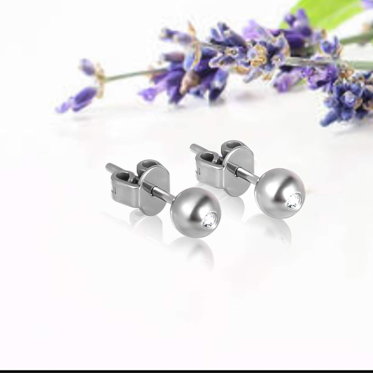 Hypoallergenic Titanium Stud Earrings for Women with Sensitive Ears - 3mm/4mm/5mm Ball Studs - Perfect for Everyday Wear, Work & Special Occasions