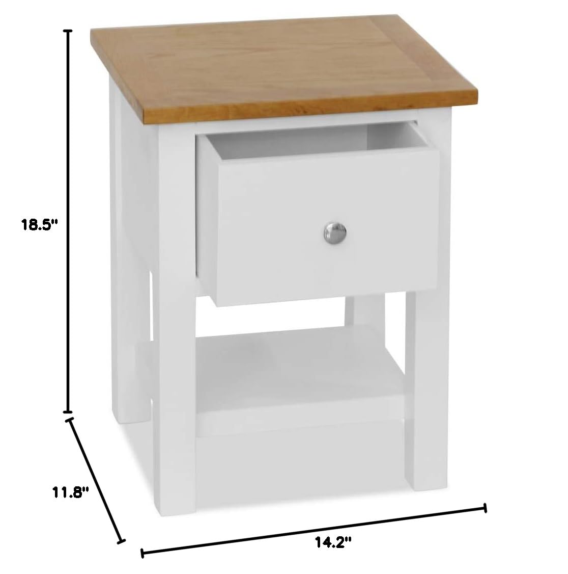CHARMMA Nightstands Set of 2 - 14.2x11.8x18.5 Inch Solid Oak Wood Bedside Tables with Drawer - Perfect for Bedroom, Guest Room or Dormitory Furniture