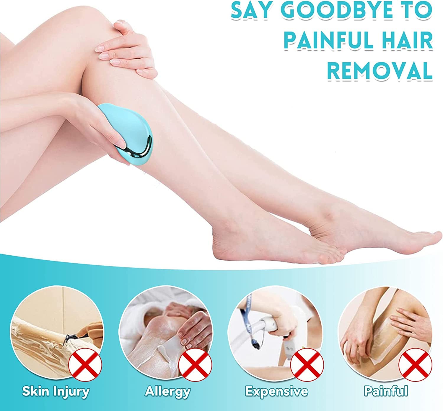 Calyrex Painless Nano Peel Hair Remover for Women & Men - Portable Crystal Razor for Arms & Legs Hair Removal | Easy to Use at Home, Travel & Salon