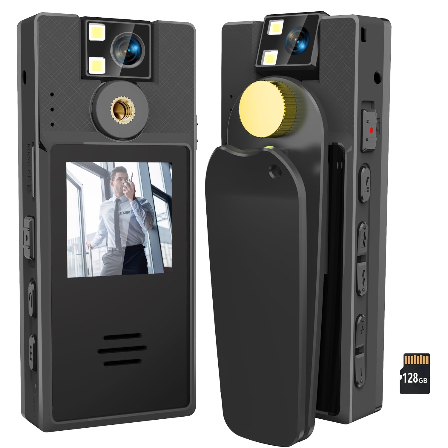 1080P HD Body Camera with Night Vision & 128GB - Police & Security Use