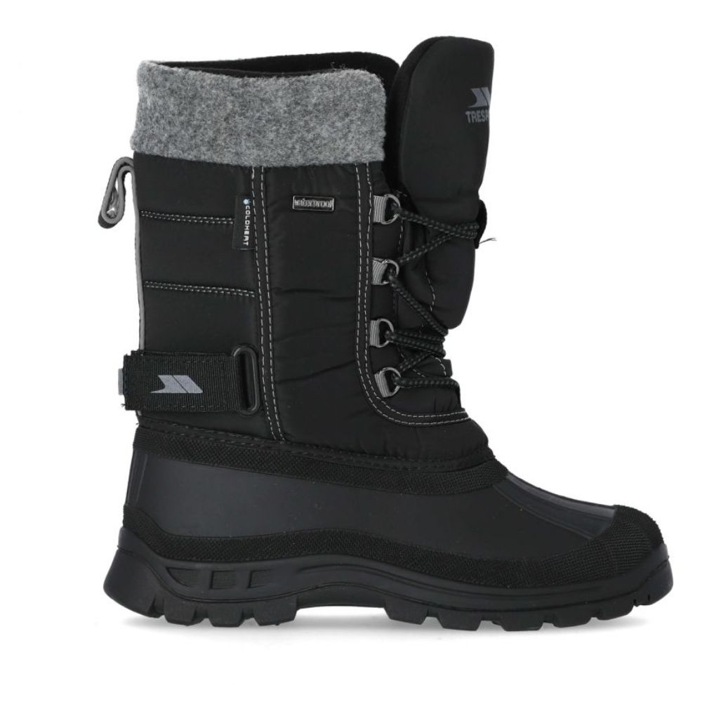 Trespass Strachan Youth Snow Boots for Kids - Waterproof Winter Boots for Boys & Girls - Warm & Comfortable Black Snow Shoes for Outdoor Activities, Snow Play & Cold Weather