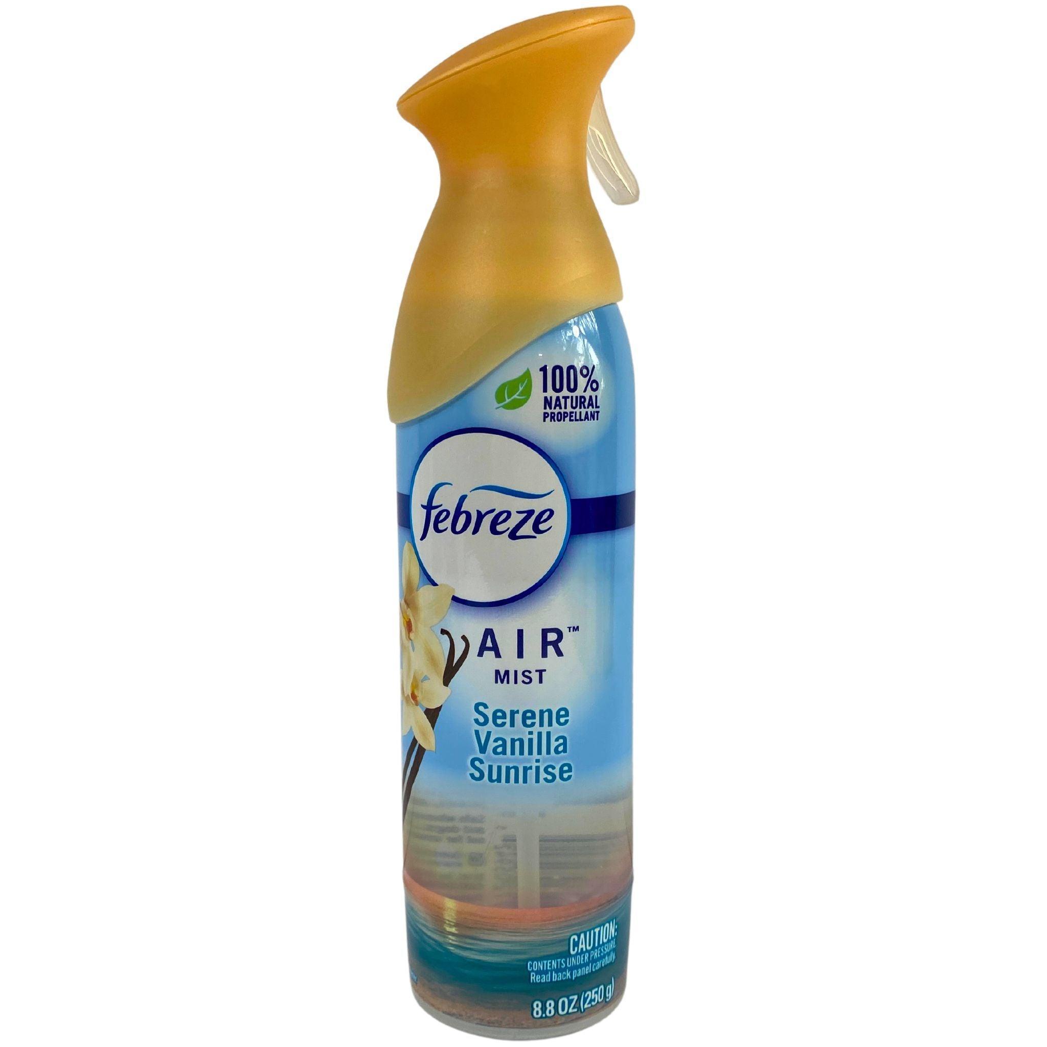 Febreze Air Freshener Mist - Serene Vanilla Sunrise Scent, 100% Natural Propellant, 8.8 oz (53-Pack) - Eliminate Odors in Home, Office, Car & Bathroom