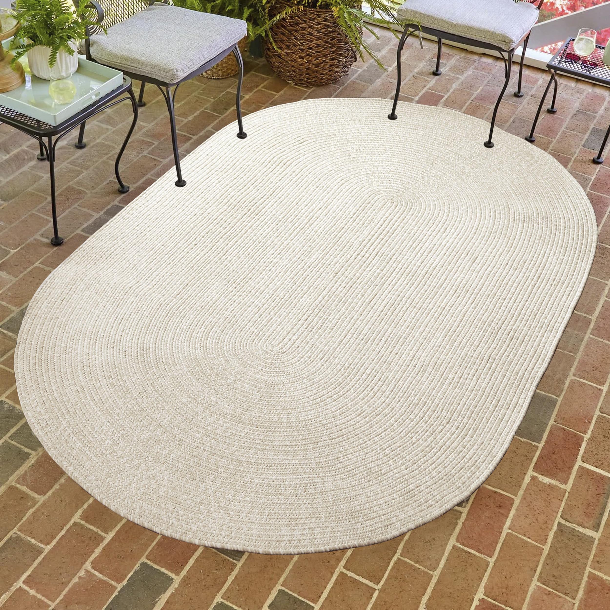 Premium Reversible Braided Oval Rug 8'x10' - Soft Washable Indoor/Outdoor Carpet for Living Room, Bedroom, Office - Cream-White Home Decor - Perfect for High Traffic Areas & Cozy Spaces