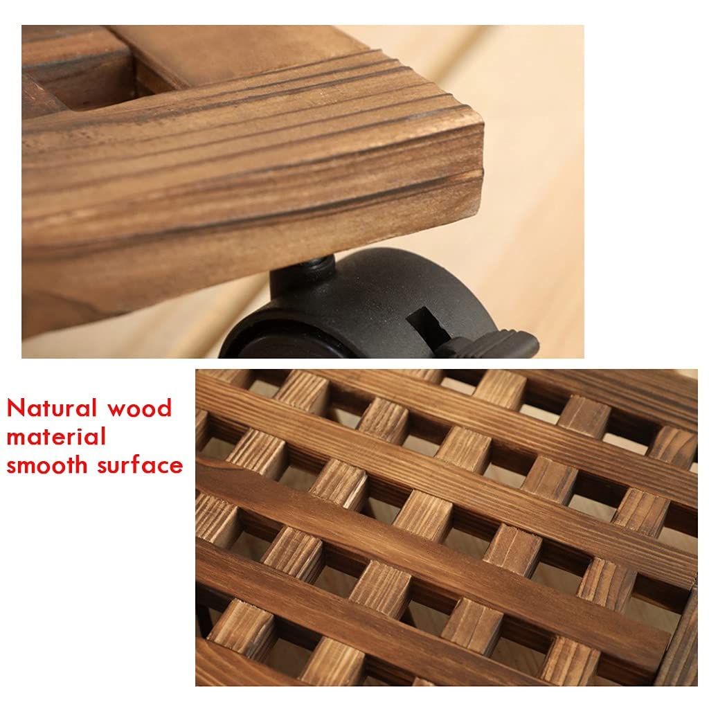Sturdy Wooden Planter Stand with Wheels - Indoor/Outdoor Rolling Flower Pot Holder (30x60cm) - Supports Up to 150 Lbs for Potted Plants, Trees & Large Planters | Perfect for Patio, Garden & Home Decor Mobility