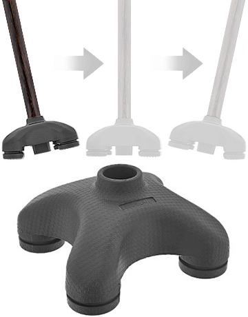 SafeTbase Self Standing Cane Tip - Black | Enhanced Stability Cane Accessory for Seniors & Mobility Support | Ideal for Indoor & Outdoor Use