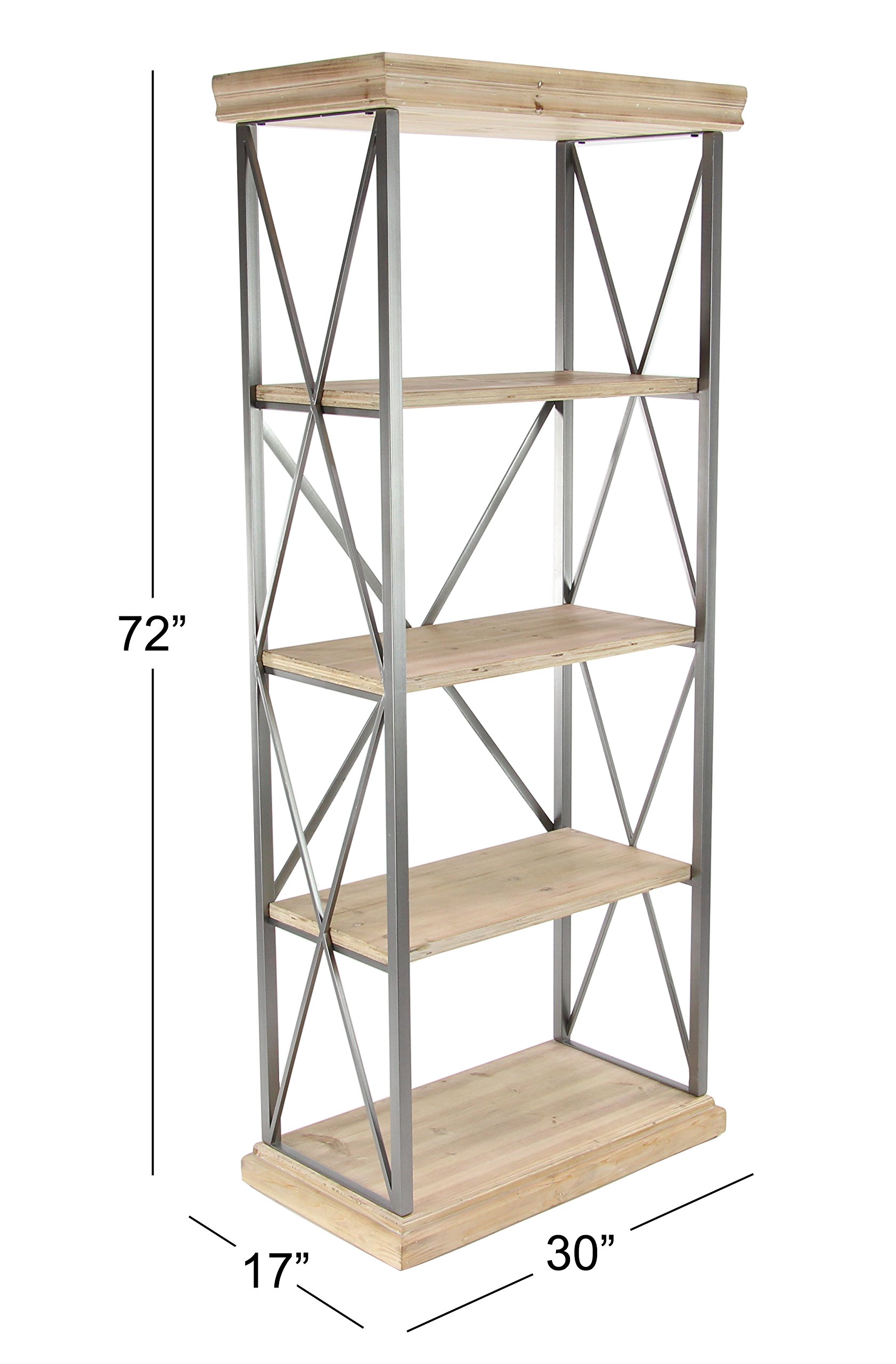 Deco 79 5-Tier Wooden Bookshelf, 30