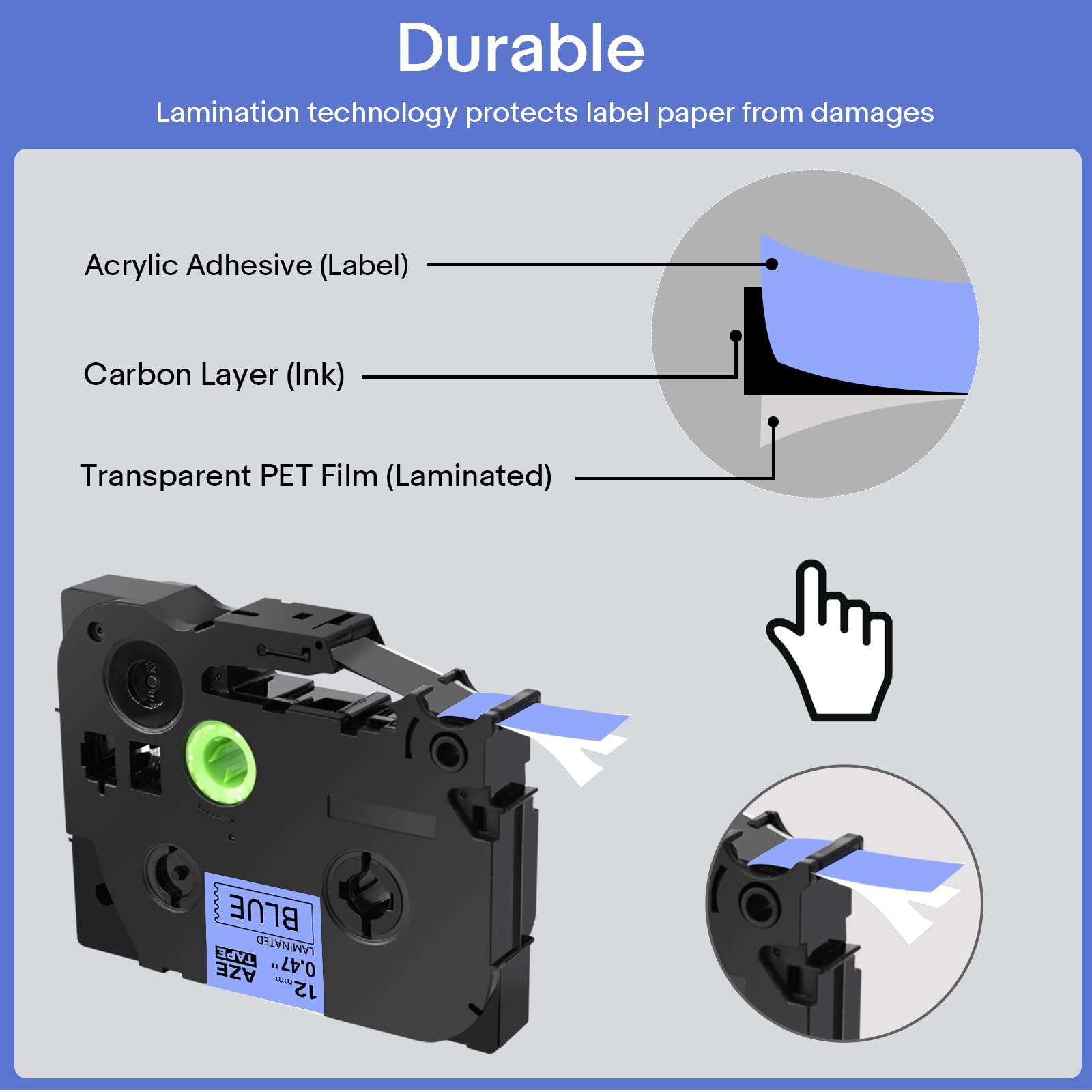 GREENCYCLE 1 Pack Compatible Black on Blue 12mm Label Tape for Brother PTouch TZ531/TZe531 Printers - Perfect for Office Organization & Home Labeling
