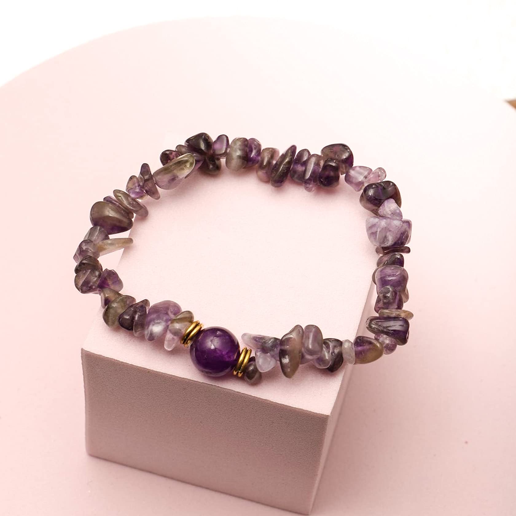 MILAKOO 7 Chakra Healing Bracelet for Women - Natural Crystal Stone Yoga Beads Anxiety Relief Cuff - Perfect for Meditation, Reiki Energy Balancing & Spiritual Wellness