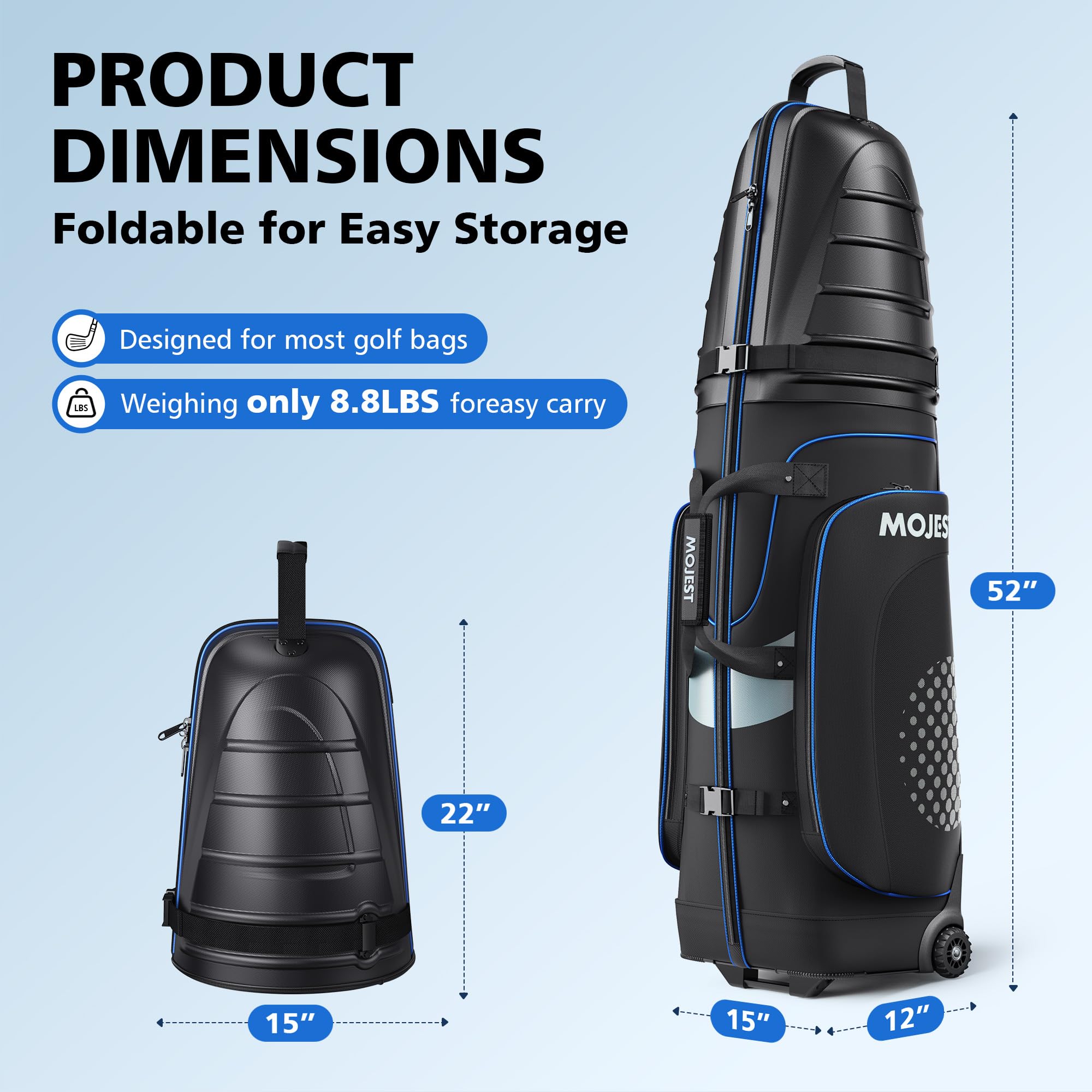 Best Golf Travel Bags for Airlines - Hard Shell Case with Wheels & 1680D Heavy Duty Oxford Fabric - Lightweight Protective Golf Club Carrier for Easy Travel | Perfect for Airline Check-in & Golf Vacations