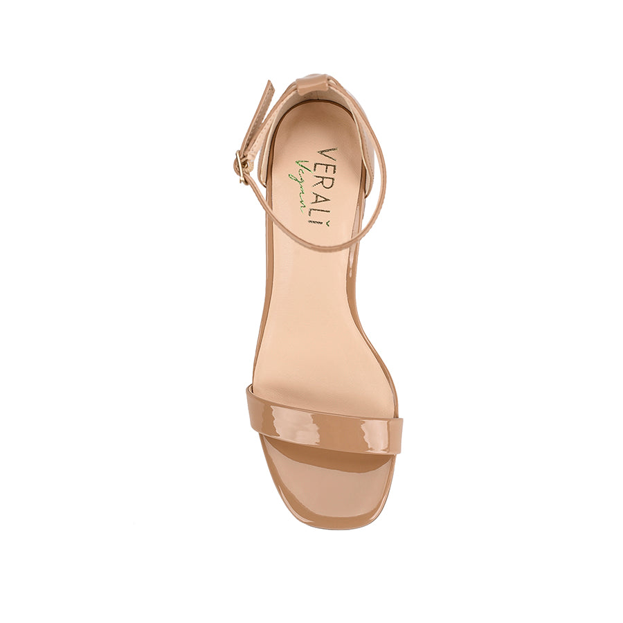 Carly Women's Block Heel Sandals - Dark Camel Patent Leather Comfortable Dressy Summer Shoes for Weddings, Parties & Office Wear