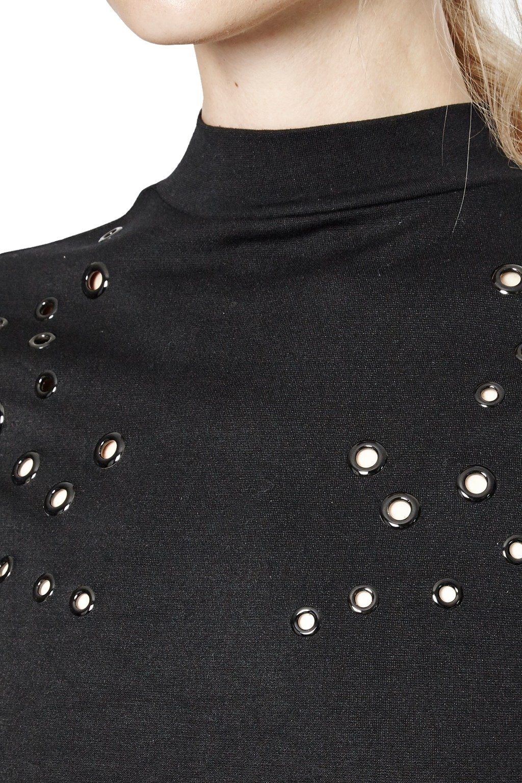 French Connection Women's Elegant Eyelet Midi Dress with Long Sleeves - Perfect for Spring Weddings, Garden Parties & Office Wear
