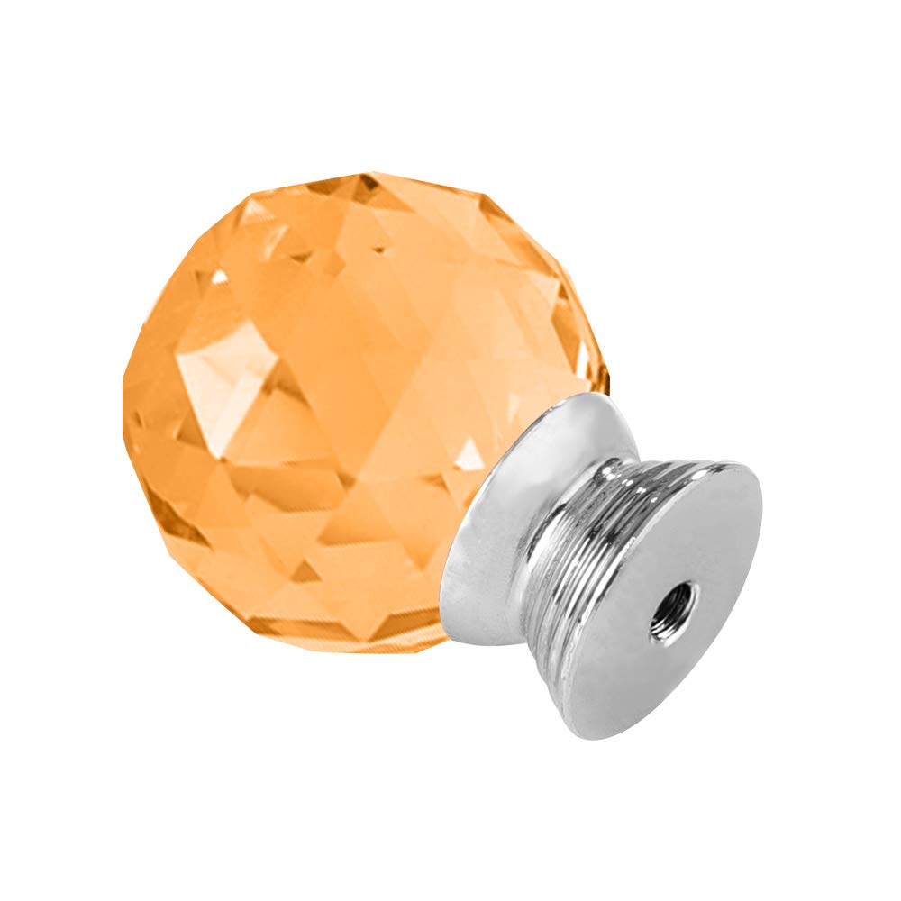 12pcs 30mm Crystal Glass Cabinet Knobs - Amber for Kitchen, Dresser, Cupboard