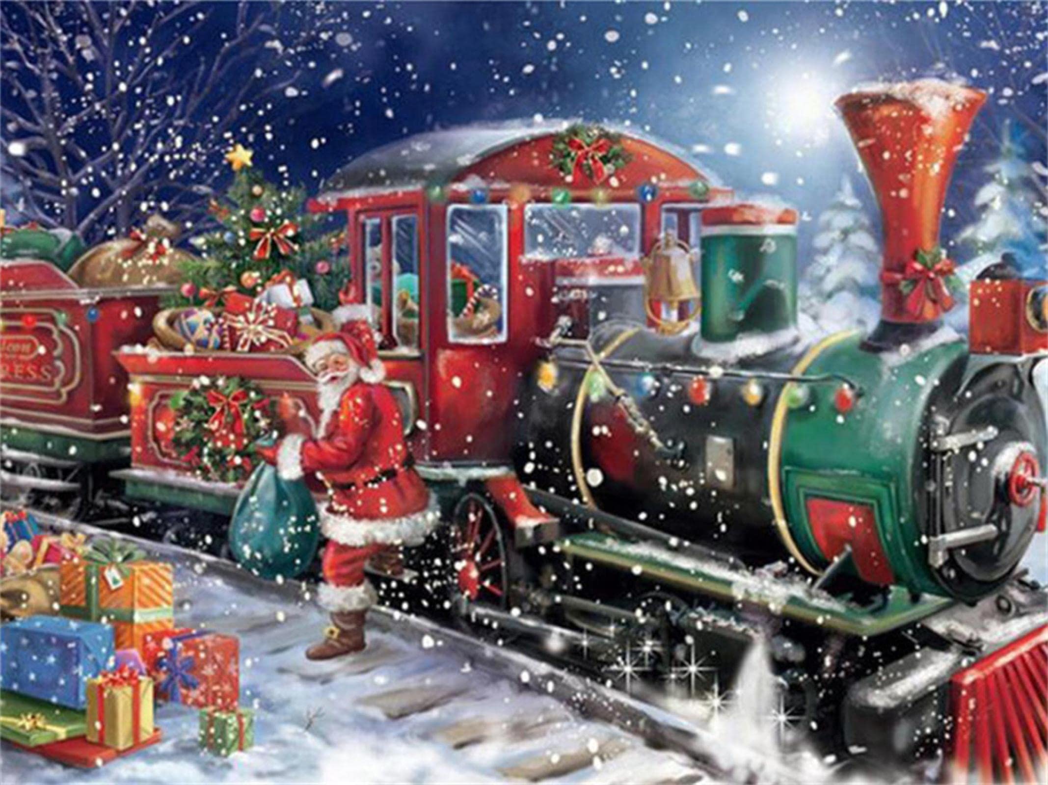 5D DIY Diamond Painting Kit for Adults - Christmas Train Canvas Cross Stitch Embroidery Art, Full Drill Diamond Art Craft (100x120cm) - Perfect for Home Decor, Wall Art, Stress Relief & Holiday Gifts