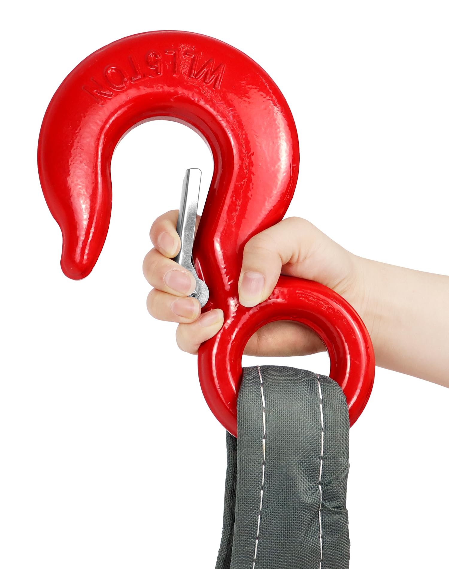QWORK 2 Leg Bridle Web Sling - 6.56Ft Heavy Duty Steel Sling with Grab Hooks - 22000 lbs Capacity for Lifting & Rigging - Perfect for Construction, Warehouse, and Industrial Material Handling