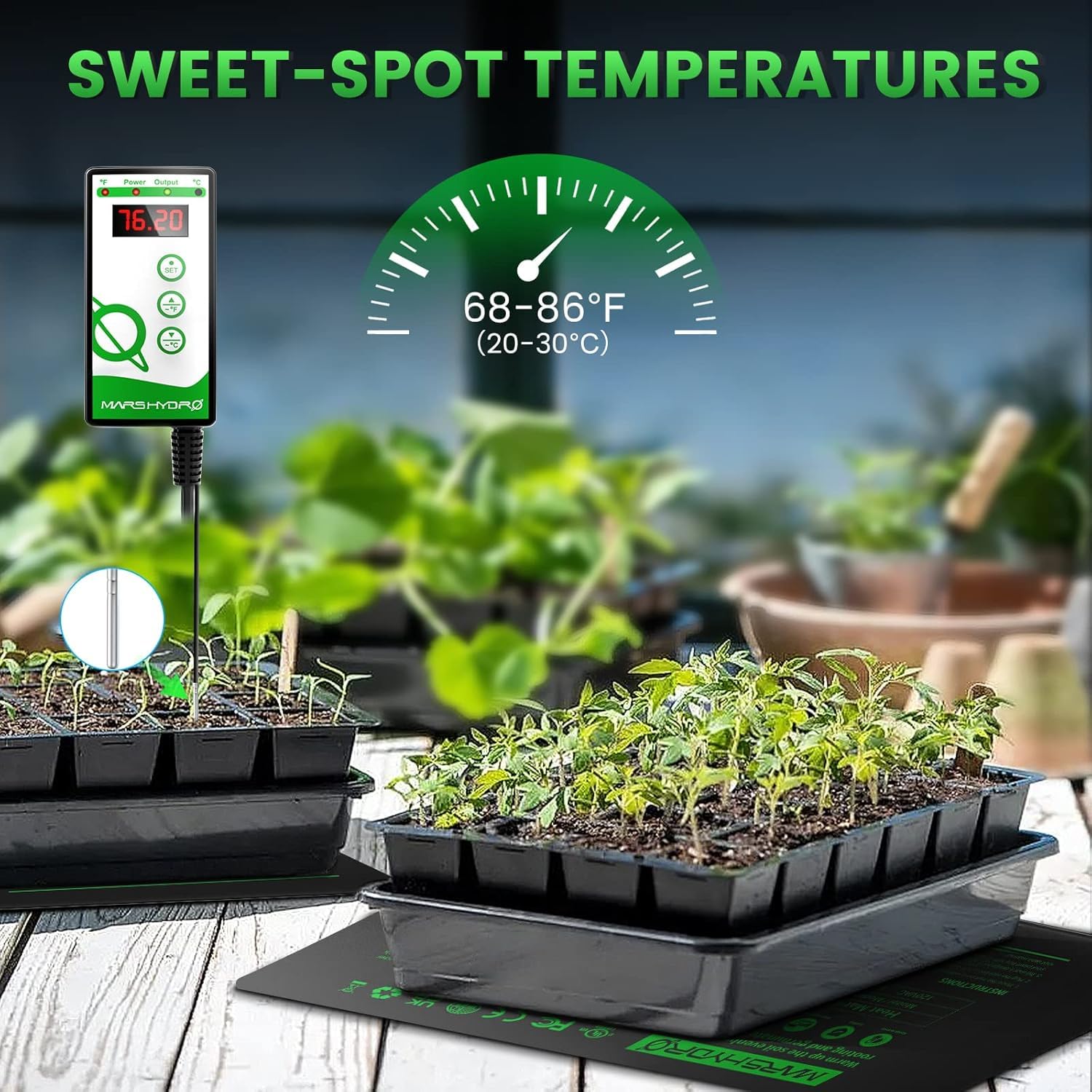 MARS HYDRO 48x20.75 Inch Seedling Heat Mat with Digital Thermostat - Waterproof Plant Warming Pad for Seed Germination, Indoor Plants, Hydroponics & Greenhouse Gardening - Perfect for Starting Seeds, Cloning & Plant Propagation