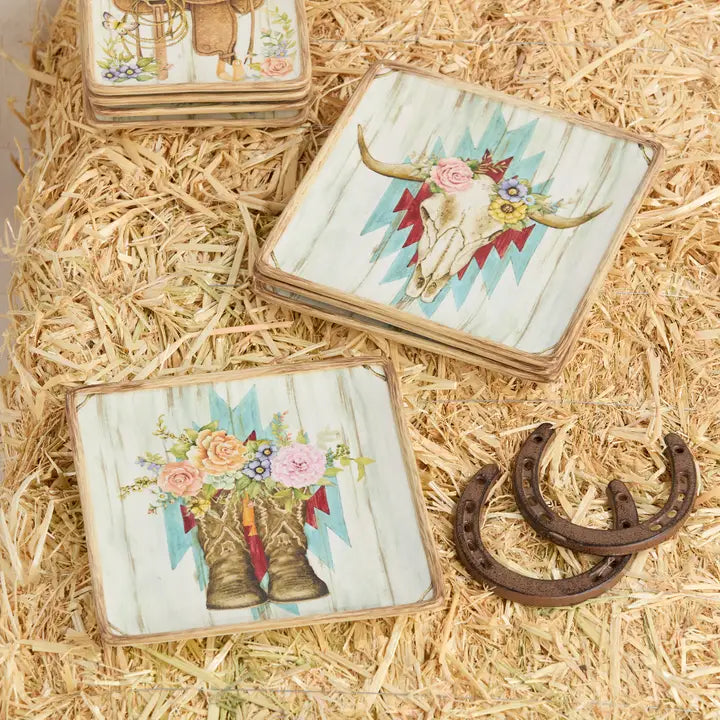 Floral Farmhouse Salad Plates Set of 4 - Rustic Dinner Plates for Farmhouse Decor, Wedding, Party & Everyday Use - Perfect for Salads, Desserts, Appetizers & Home Dining